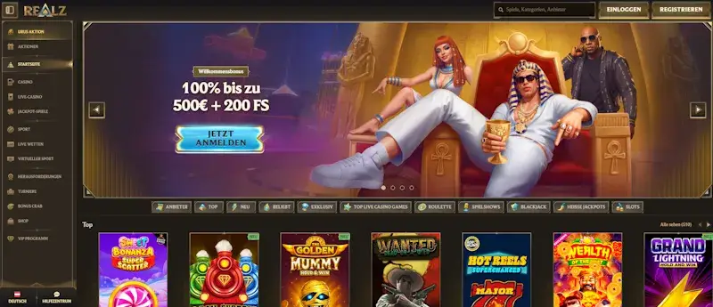 Realz – Online Casino ohne Wartezeit mit schneller Auszahlung